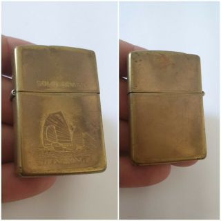 Vintage Rare Solid Brass Zippo Lighter Hong Kong 1991