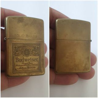 Vintage Rare Solid Brass Zippo Lighter Budweiser 1990