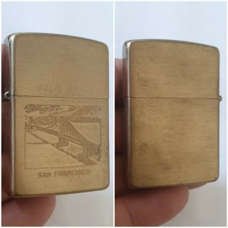 Vintage Rare Solid Brass Zippo Lighter San Francisco 1989