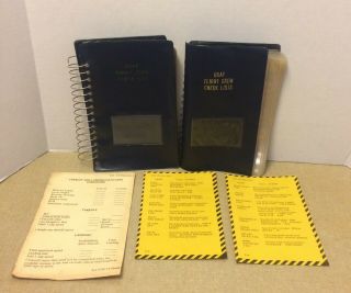 2 Vintage Usaf Flight Crew Check Lists Empty Vinyl Book W/data Card & Action Sh