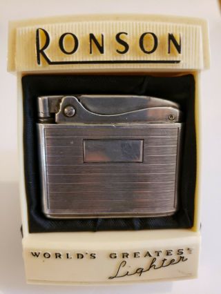 Vintage Sterling Silver Ronson Adonis Lighter W/ Display Case,