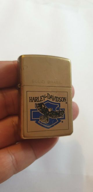 Old and Rare Zippo Lighter SOLID BRASS HARLEY DAVIDSON 1990 2