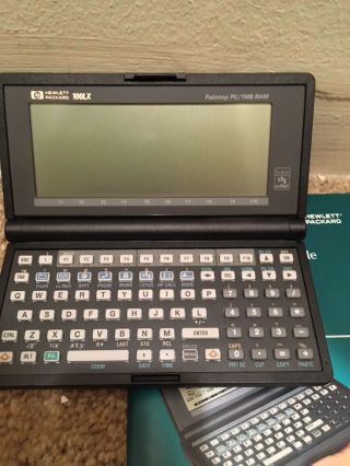 1992 Vintage Hewlett Packard Hp 100lx Palmtop Pc Black Powers On Temporarily