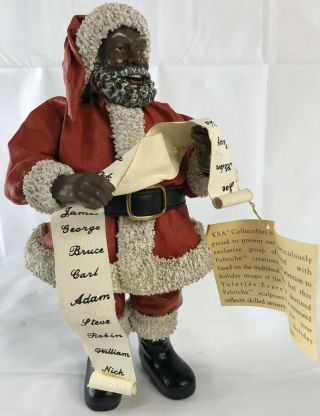 Kurt S Alder Black African American Santa Claus W/ List Figurine 10.  5” Vintage