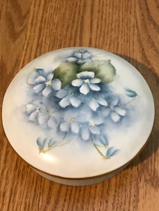Vintage Limoges Hand Painted Floral Powder Jar / Trinket Box