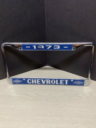 Vintage 1973 Chevrolet Chrome Metal License Plate Frame