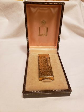 Vintage Dunhill Rollagas Gold Tone Lighter In Case Made In Switzerland