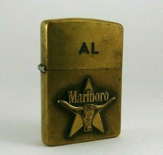 Vintage Brass Marlboro Zippo Lighter Monogrammed 