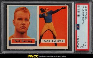 1957 Topps Football Paul Hornung Rookie Rc 151 Psa 3 Vg