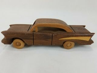 Vintage Two Tone Wooden Car Chevrolet Bel Air Chevy Toy Model Classic Hot Rod