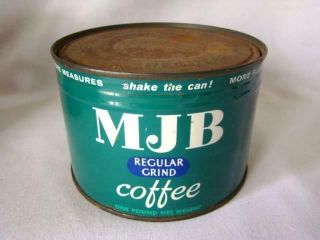 Vintage Mjb Coffee Can Regular Grind,  Sf,  Ca,  Full,  Key Wind