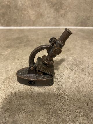 Vintage Die - Cast Miniature Antique Finish Microscope Pencil Sharpener