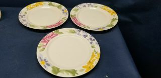 Vintage Newcor Tempo Pattern Set/3 Dinner Plates White/floral Rim Retired