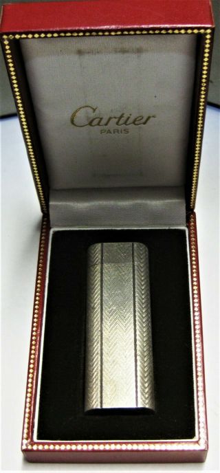 Authentic Cartier Silver - Plated Oval Lighter - Vintage 80 