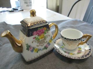 Vintage Imperial Porcelain 3 Piece Tea Set Floral Cup,  Saucer,  Teapot