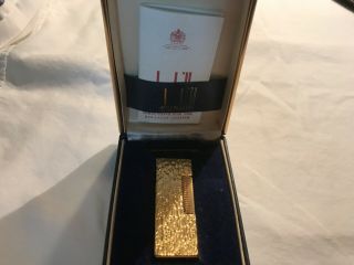 Dunhill Rollagas Lighter,  Box,  Gold Tone,  Bark,  Made In Switzerland