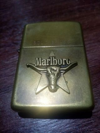 Marlboro Zippo Solid Brass Dated X Inset Dated Ix Fully