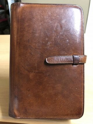Vintage Coach Brown Leather Pda Notebook Case Organizer Cover 5 " X 7.  5 "