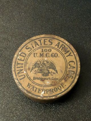 United States Army Caps Umc Percussion Cap Tin And Contents 2 " Vintage