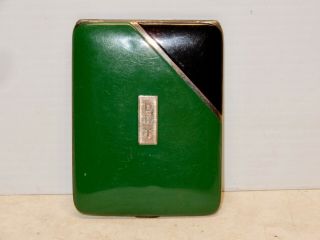 Vintage Art Deco Green And Black Sterling Silver Cigarette Case