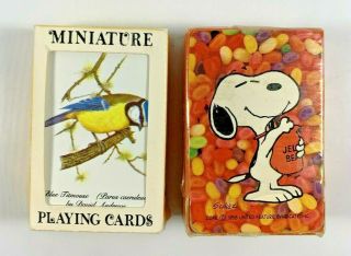 Vintage Complete Miniature Playing Cards 2 Decks Hoyle Titmouse Snoopy Poker