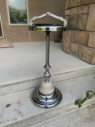 Vintage Art Deco Slag Glass Ashtray Stand