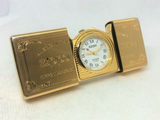 Zippo Limited Edition Gold - Plated " Time Tank " Pocket Watch Gold