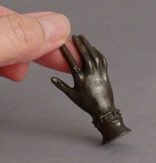 Vintage Victorian Ladies Hand Bronze/brass Pipe Tamper Very Tactile