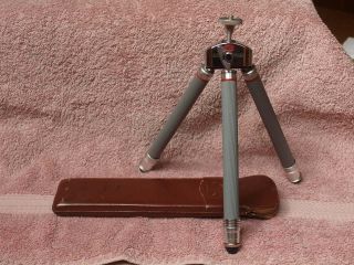 Vintage Bilora Biloret Model 2017 Telescoping Travel Tripod W Leather Case Vgc