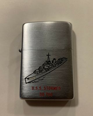 Vintage Zippo Us Navy / Military Lighter U.  S.  S.  Stormes Ww2 / Wwii Uss Destroyer