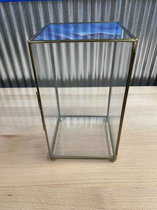 Vtg.  Brass & Glass Display Curio Cabinet Specimen Case W Door Table Top