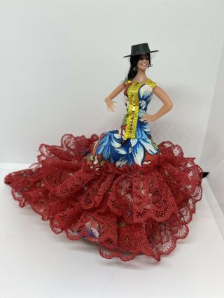 Vintage Marin Chiclana Espana Spanish Doll 5 " Tall Flamenco Dancer