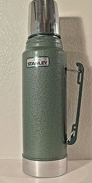 Vintage Aladdin Stanley A - 944dh 1 Quart Steel Thermos Green Vacuum Bottle Usa