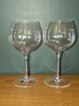 2 Vintage Sasaki Newport Pink Crystal 7 1/4 " Wine Water Goblets Glasses