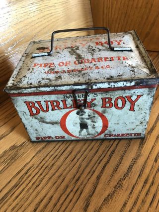 Antique Bagley’s Burley Boy Tin Lunch Pail Tobacco Tin Detroit Michigan