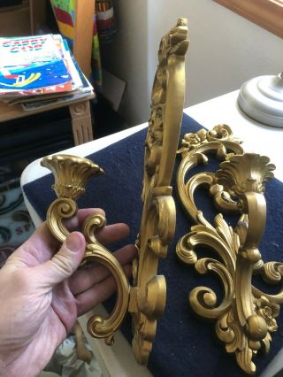 Vintage 1971 Homco 4118 gold colored wall sconces 3