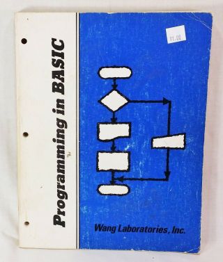 Programming In Basic Wang Laboratories 1976 Vintage Computer Book