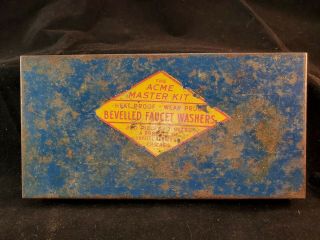 Vintage Acme Metal Box For Plumbing Washers - Old Advertising
