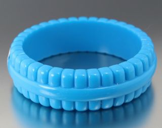 Vintage 50’s Aqua Blue Plastic Lucite Bangle Bracelet Western Germany