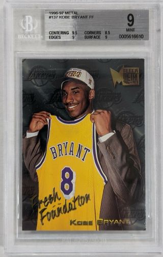 1996 1996 - 97 Metal 137 Kobe Bryant Fresh Foundations Bgs 9 Rookie W/2 9.  5 (610)