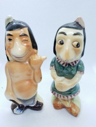Vintage Native American Couple Salt And Pepper Shaker Set Japan 5 "