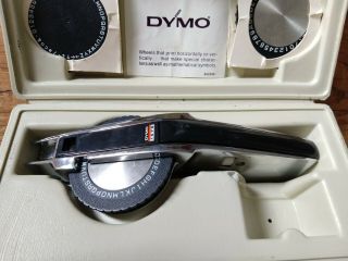 Vintage Dymo Deluxe Tapewriter 1570 Label Maker,  Case,  Extra Embossing Wheels