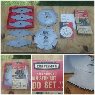 Vintage Craftsman Dado Set 7 " 5 Chippers 9 - 3257 5/8 " Arbor Kromedge Euc