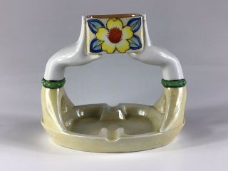 Vintage Lusterware Ashtray Hands Clasping Match Holder Made In Japan 5” Tall