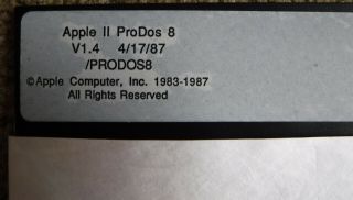 Apple II ProDos 8 V1.  4 4/17/87 /PRODOS8 for Apple (c) 1983 - 1987 2