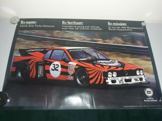 Vintage 1979 Lancia Beta Turbo Silhouette Poster 24x36.  Rare And Hard To Find