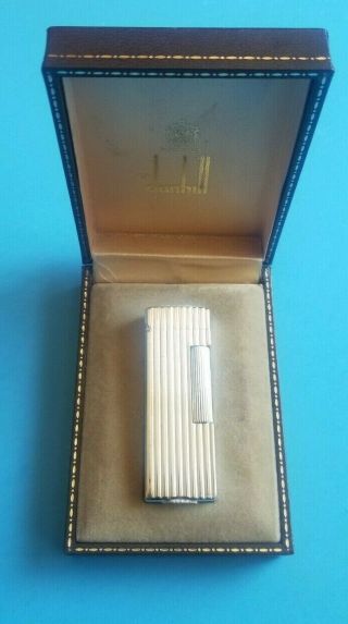 Vintage - Dunhill Rollalite Pocket Lighter With Ribbed Design W/box