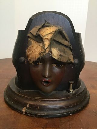 Antique Vintage Kindel Graham Fatima Gypsy Lady Head Cigarette Dispenser