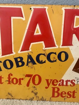 Vintage “Star Tobacco” Embossed Metal / Tin Advertising Sign 3