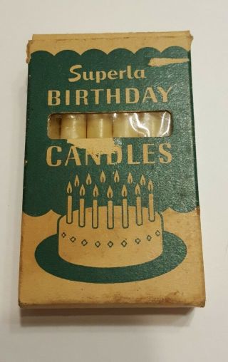 Vintage Box Superla Birthday Candles Standard Oil Chicago Illinois White